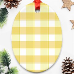 Cute Plaids White Yellow Ornament (oval) by ConteMonfrey