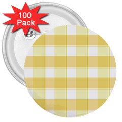 Cute Plaids White Yellow 3  Buttons (100 Pack)  by ConteMonfrey