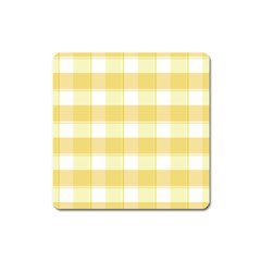 Cute Plaids White Yellow Square Magnet by ConteMonfrey