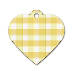 Cute Plaids White Yellow Dog Tag Heart (one Side) by ConteMonfrey