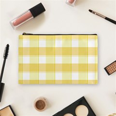 Cute Plaids White Yellow Cosmetic Bag (medium) by ConteMonfrey