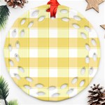 Cute plaids white yellow Ornament (Round Filigree) Front