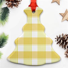 Cute Plaids White Yellow Ornament (christmas Tree)  by ConteMonfrey