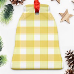 Cute Plaids White Yellow Bell Ornament (two Sides) by ConteMonfrey