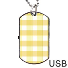 Cute Plaids White Yellow Dog Tag Usb Flash (two Sides) by ConteMonfrey