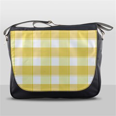 Cute Plaids White Yellow Messenger Bag by ConteMonfrey