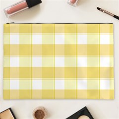 Cute Plaids White Yellow Cosmetic Bag (xxl) by ConteMonfrey