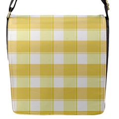 Cute Plaids White Yellow Flap Closure Messenger Bag (s) by ConteMonfrey