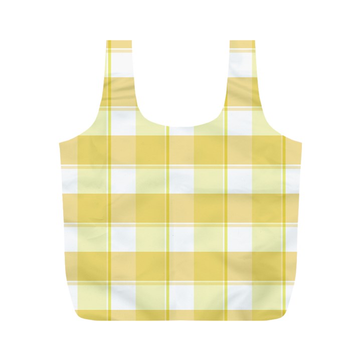 Cute plaids white yellow Full Print Recycle Bag (M)