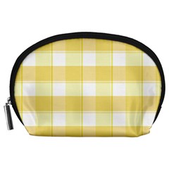 Cute Plaids White Yellow Accessory Pouch (large) by ConteMonfrey