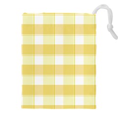 Cute Plaids White Yellow Drawstring Pouch (5xl) by ConteMonfrey