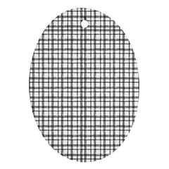 Small White Lines - Plaids Oval Ornament (two Sides) by ConteMonfrey