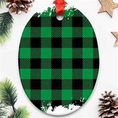 Black And Green Modern Plaids Ornament (oval)