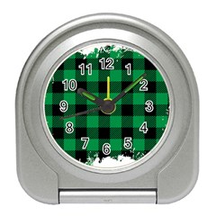 Black And Green Modern Plaids Travel Alarm Clock by ConteMonfrey