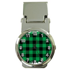 Black And Green Modern Plaids Money Clip Watches by ConteMonfrey