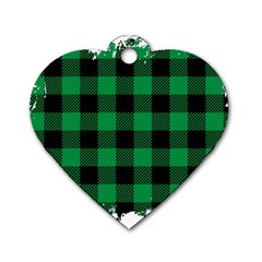 Black And Green Modern Plaids Dog Tag Heart (one Side) by ConteMonfrey