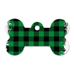 Black And Green Modern Plaids Dog Tag Bone (two Sides) by ConteMonfrey