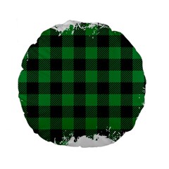 Black And Green Modern Plaids Standard 15  Premium Flano Round Cushions by ConteMonfrey