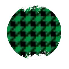 Black And Green Modern Plaids Mini Round Pill Box