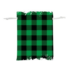 Black And Green Modern Plaids Lightweight Drawstring Pouch (m) by ConteMonfrey