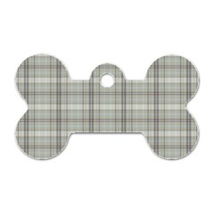 Vintage Gray Plaids Dog Tag Bone (two Sides) by ConteMonfrey