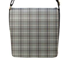 Vintage Gray Plaids Flap Closure Messenger Bag (l) by ConteMonfrey