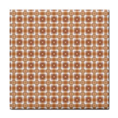 Cute Plaids - Brown And White Geometrics Tile Coaster by ConteMonfrey