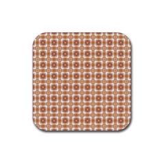 Cute Plaids - Brown And White Geometrics Rubber Coaster (square) by ConteMonfrey