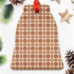 Cute Plaids - Brown And White Geometrics Ornament (bell) by ConteMonfrey