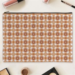 Cute Plaids - Brown And White Geometrics Cosmetic Bag (xxxl) by ConteMonfrey