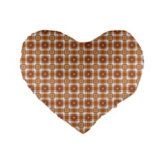 Cute Plaids - Brown And White Geometrics Standard 16  Premium Heart Shape Cushions by ConteMonfrey