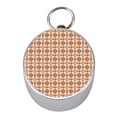 Cute Plaids - Brown And White Geometrics Mini Silver Compasses by ConteMonfrey