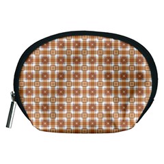 Cute Plaids - Brown And White Geometrics Accessory Pouch (medium) by ConteMonfrey