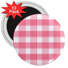 Pink And White Plaids 3  Magnets (10 Pack)  by ConteMonfrey