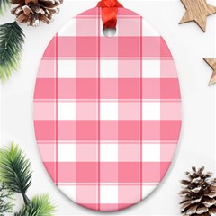 Pink And White Plaids Oval Ornament (two Sides) by ConteMonfrey