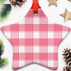 Pink And White Plaids Star Ornament (two Sides) by ConteMonfrey