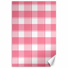 Pink And White Plaids Canvas 24  X 36  by ConteMonfrey