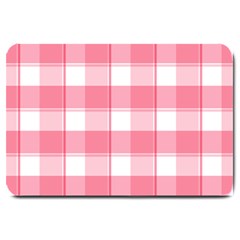 Pink And White Plaids Large Doormat  by ConteMonfrey