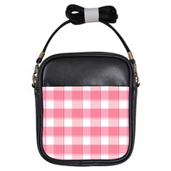 Pink And White Plaids Girls Sling Bag by ConteMonfrey