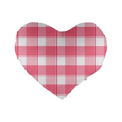 Pink And White Plaids Standard 16  Premium Heart Shape Cushions by ConteMonfrey