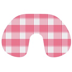 Pink And White Plaids Travel Neck Pillow by ConteMonfrey