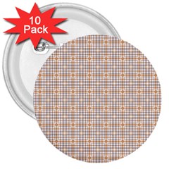 Portuguese Vibes - Brown And White Geometric Plaids 3  Buttons (10 Pack)  by ConteMonfrey