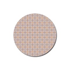 Portuguese Vibes - Brown And White Geometric Plaids Rubber Round Coaster (4 Pack) by ConteMonfrey