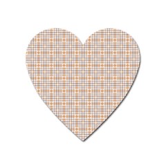 Portuguese Vibes - Brown And White Geometric Plaids Heart Magnet by ConteMonfrey