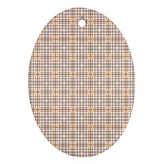 Portuguese Vibes - Brown And White Geometric Plaids Oval Ornament (two Sides) by ConteMonfrey