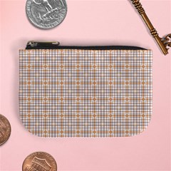 Portuguese Vibes - Brown And White Geometric Plaids Mini Coin Purse by ConteMonfrey