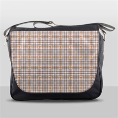 Portuguese Vibes - Brown And White Geometric Plaids Messenger Bag by ConteMonfrey