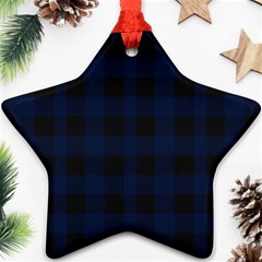 Black And Dark Blue Plaids Ornament (star) by ConteMonfrey