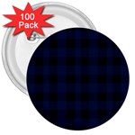 Black and dark blue plaids 3  Buttons (100 pack)  Front