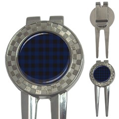 Black And Dark Blue Plaids 3-in-1 Golf Divots by ConteMonfrey